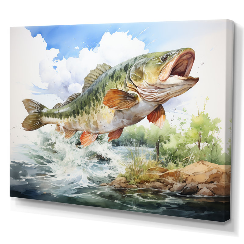 «Fishing Dreams II» - reproduction, Toile tendue, H 16 po x l 32 po x P 1 po