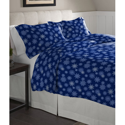 Snow Flakes Flannel Abstract Duvet Cover