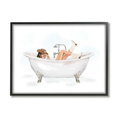 Cowgirl in Bathtub by Ziwei Li Single Picture Frame Print on Canvas