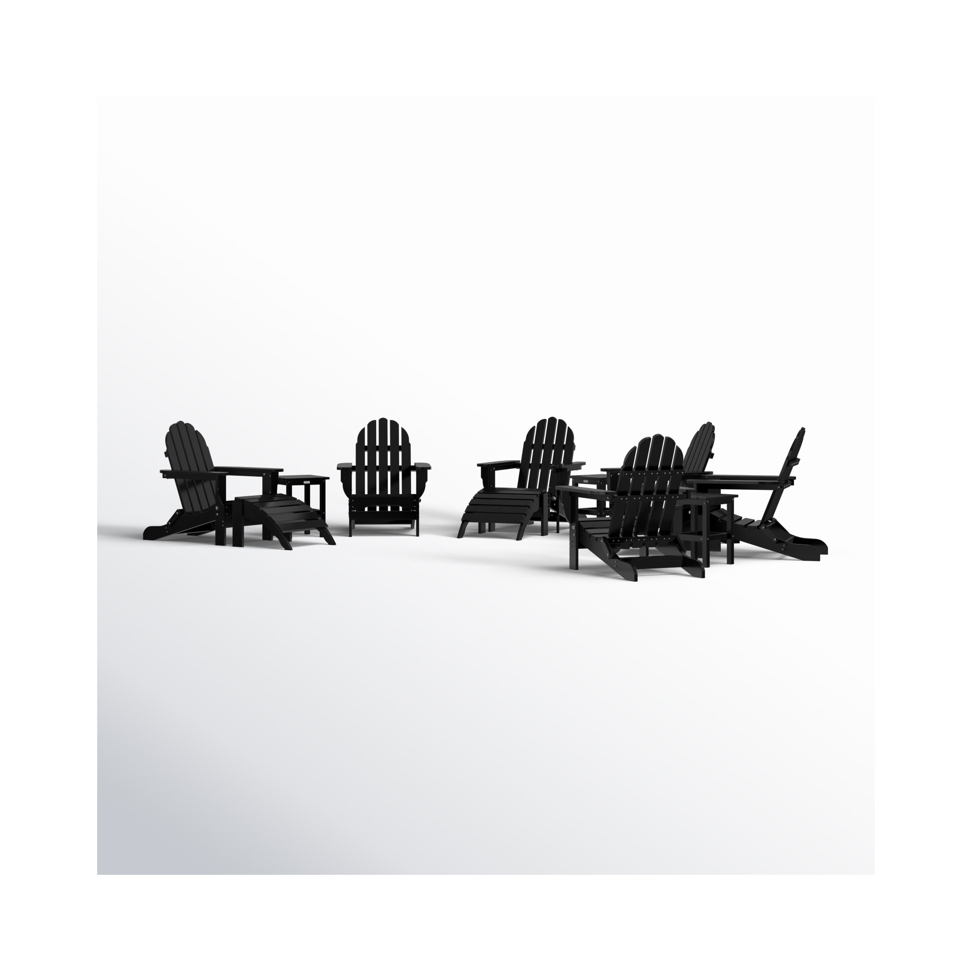 Leighton Foldable Outdoor Adirondack Set, Black
