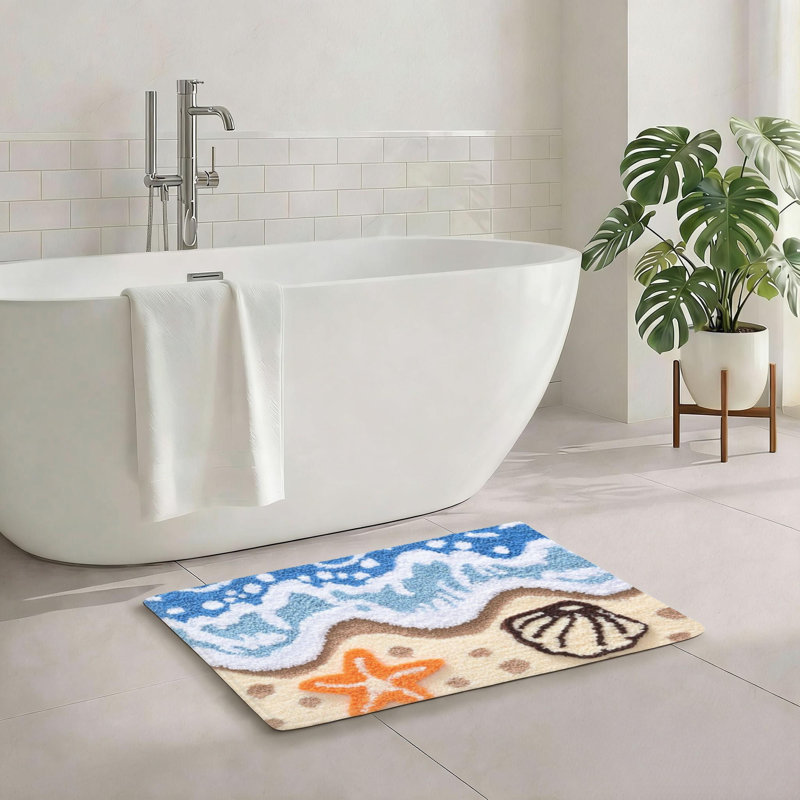 Tapis pour salle de bain Beach Wave Starfish, antidérapant pour salle de bain et cuisine, 20 x 32 po