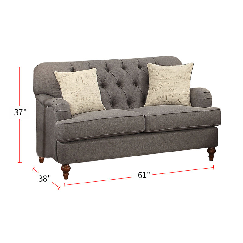 Niel 61" Charles of London Loveseat, Dark Gray Microfiber