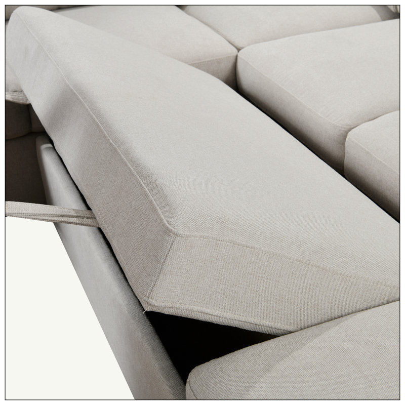 Canapé modulaire rembourré 5 pièces Xareni, Velours beige