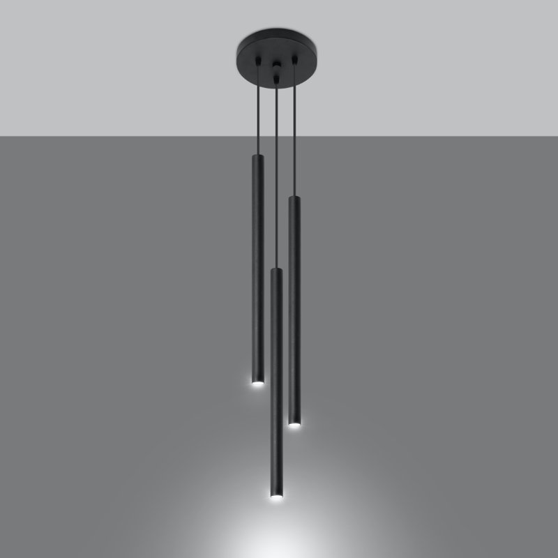 Shirey 3 - Light Cluster Cylinder Pendant, Black