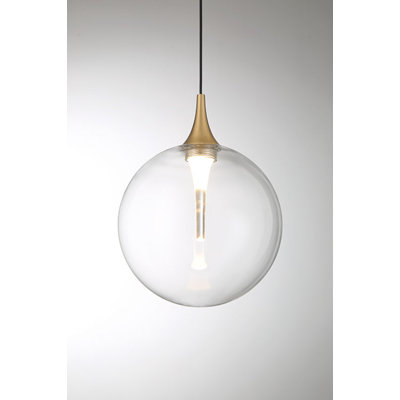 Luminaire suspendu, 6 po, doré, verre transparent