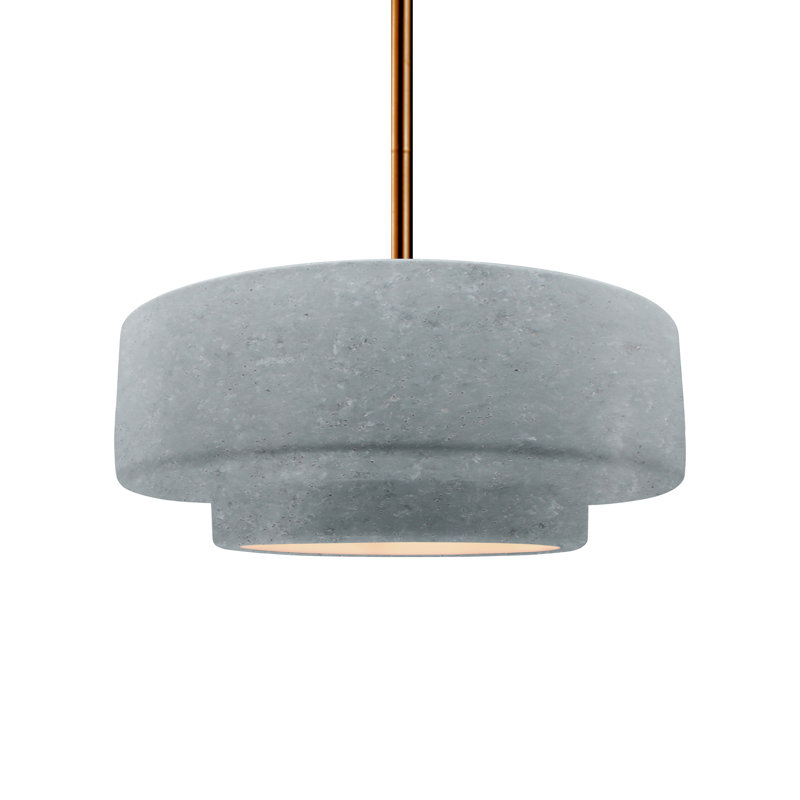 Luminaire suspendu à 1 lumière Meydan, H 5,25 po x l 14,5 po x P 14,5 po, Laiton brossé, Béton