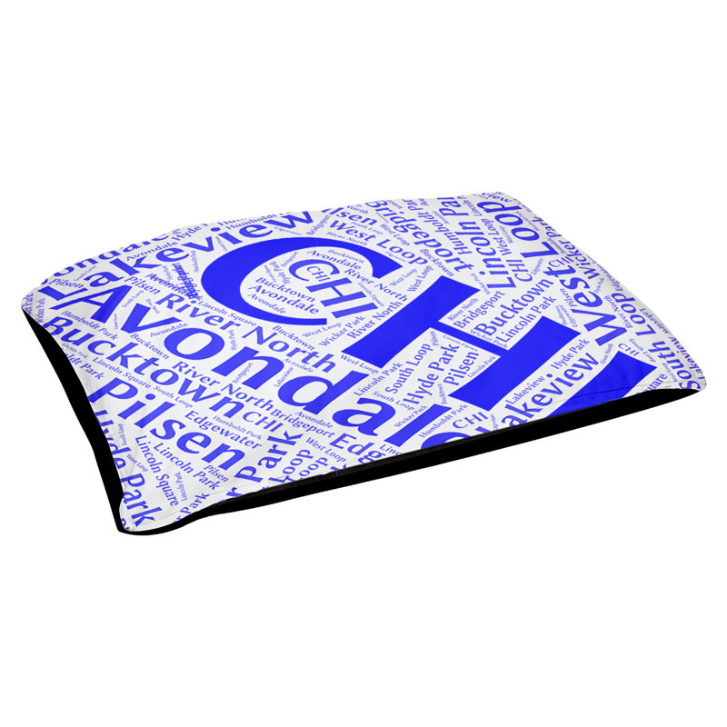 Coussin de chien « districts », Grand (l 40 po x P 30 po x H 14 po), Bleu, Chicago