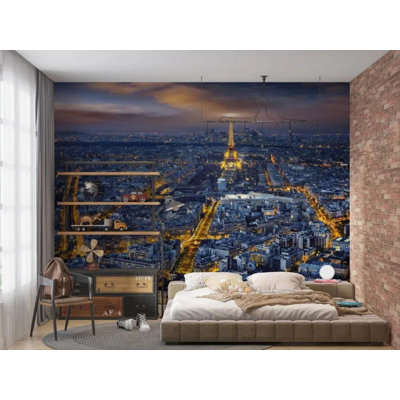 Paris Skyline Night Cityscape Wallpaper Mural