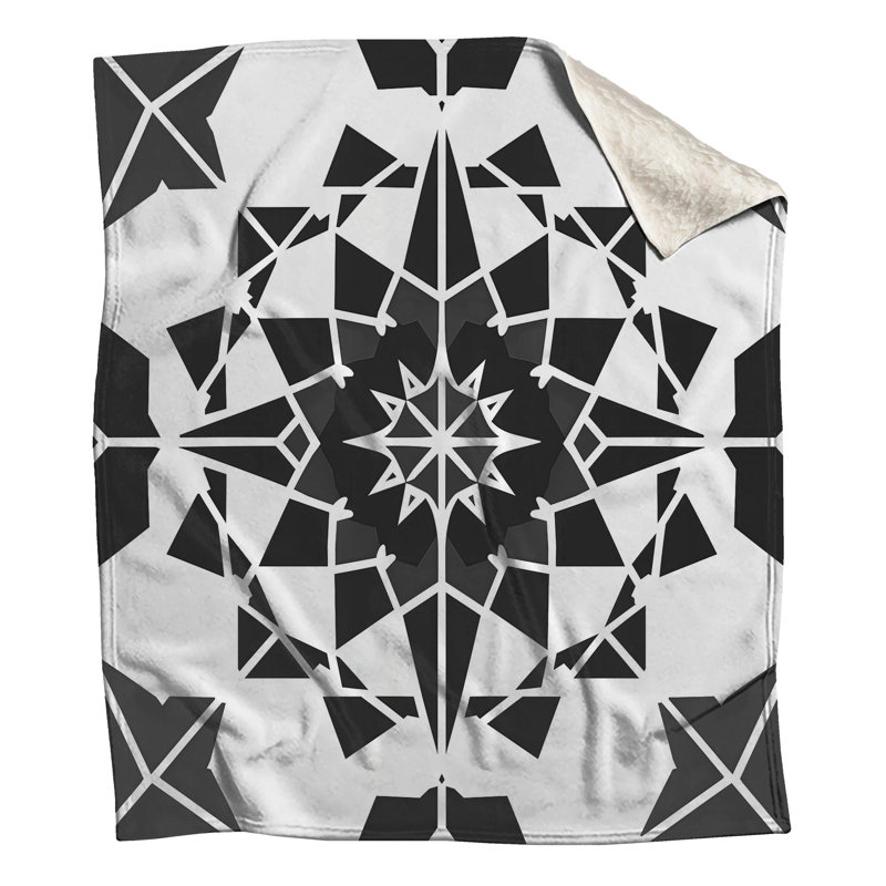 Couvertures de kaléidoscope noires et blanches, L 60 po x H 80 po