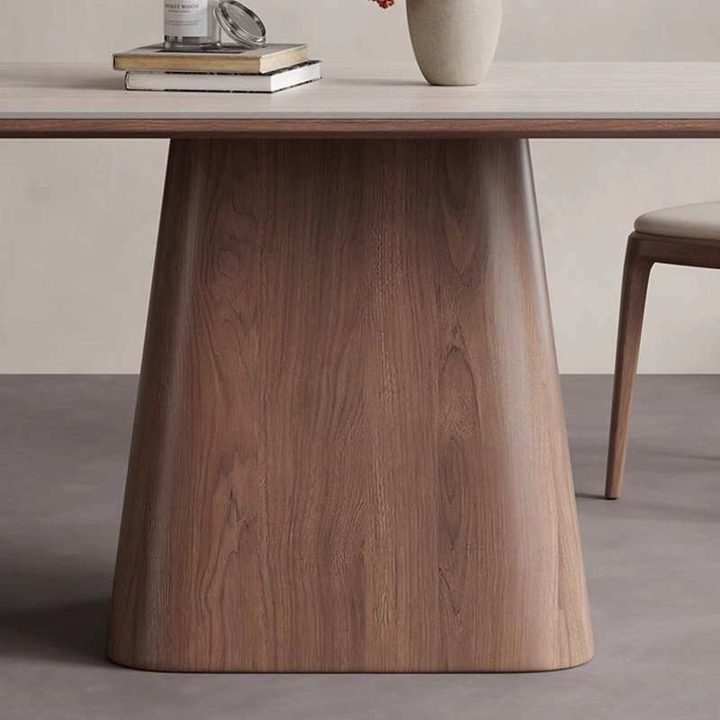 Simple Beige Rock Slab Oval Dining Table, 29.52"H x 62.99"L x 31.49"W