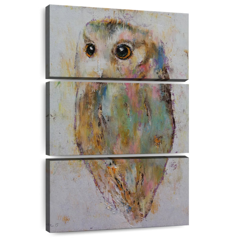 Brampt Pastel Abstract Owl, 45" H x 28" W