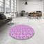 Laine tissée à la machine à motifs géométriques et polyester mauve/blanc Tapis décoratif-1265778806