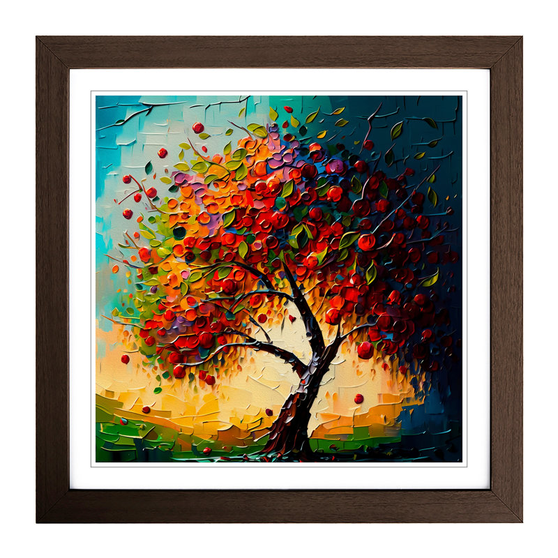 Apple Tree Palette Knife Painting No.1 - Framed Print, Walnut
