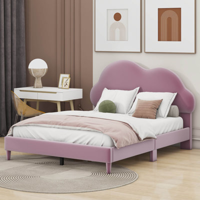 Henrique Full size Upholstered Cloud-Shape Bed, Velvet Platform Bed with Headboard -  Mercer41, 56C9AF26F3FB45ED9EF3D72853A0C7C0