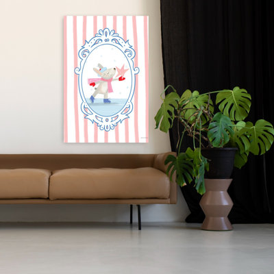 «Whimsy Ice Skating Critter 1», art animalier contemporain fantaisiste