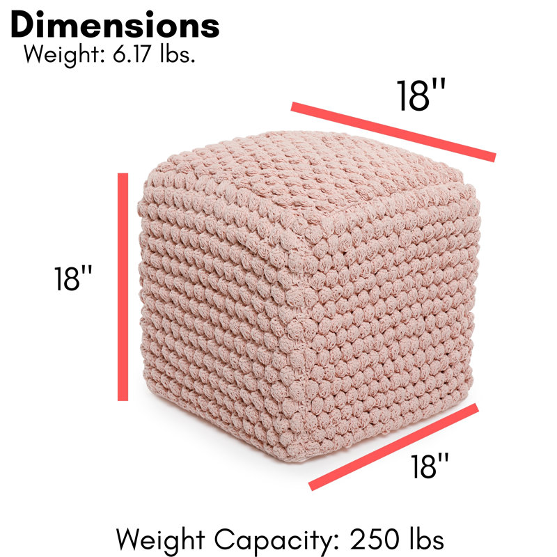 BirdRock Home Upholstered Pouf, Pink Cotton Blend