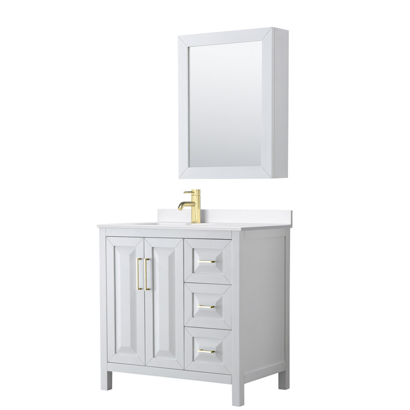 Daria 36'' W Vanity, White, Brushed Gold, Giotto Quartz