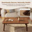 Table basse rectangulaire, conception à coins arrondis, 4 pieds cylindriques, structure en bois, brun