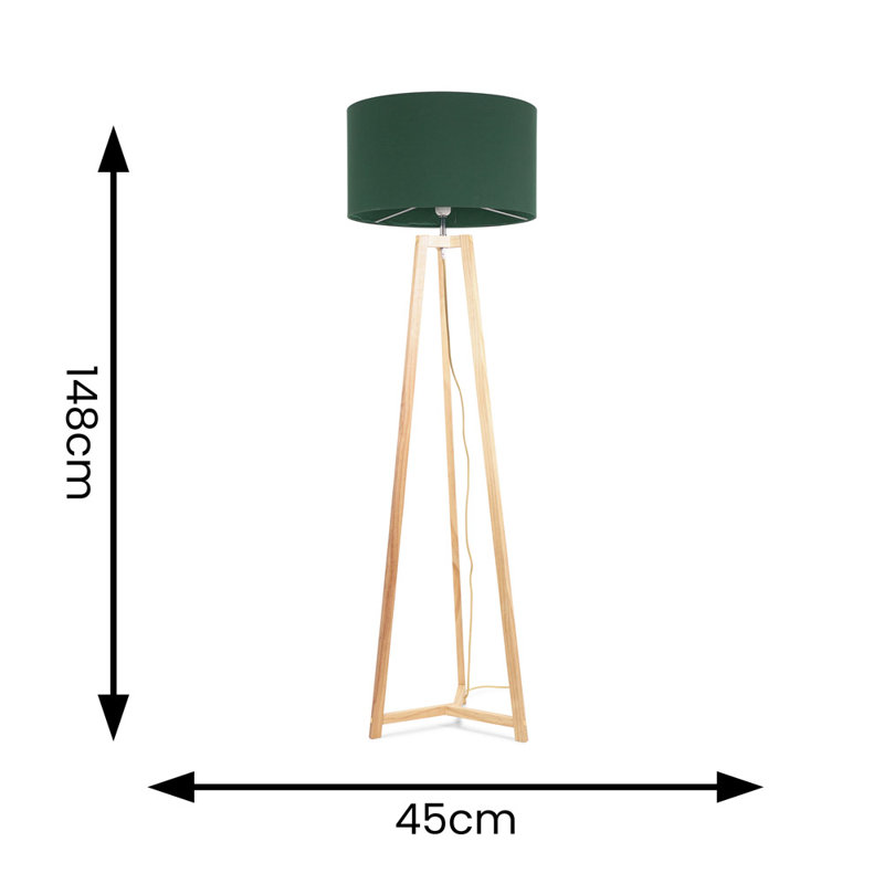 Rhavyn 148cm Traditional Floor Lamp, Natural, Green
