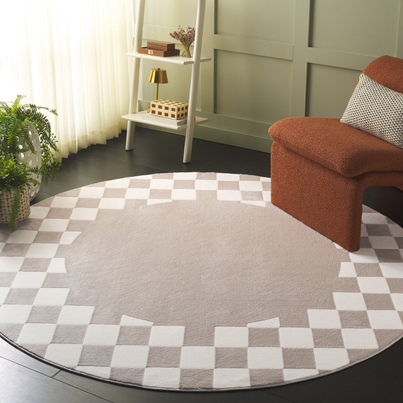 Kiontae Performance Checkered Rug, Round 6'7"