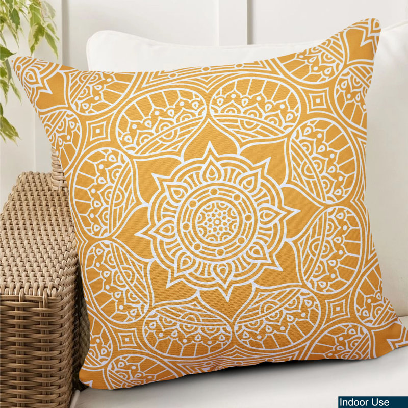 Coussins décoratifs résistants aux intempéries pour l'intérieur et l'extérieur avec insertions - 18 po x 18 po, Moutarde