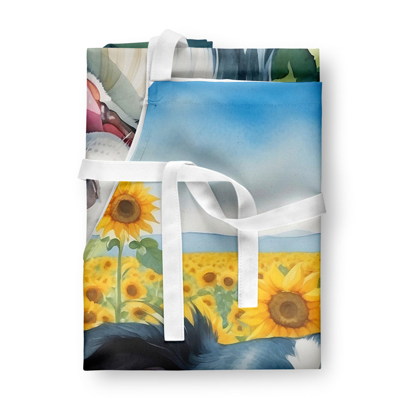 Border collie en tablier tournesols