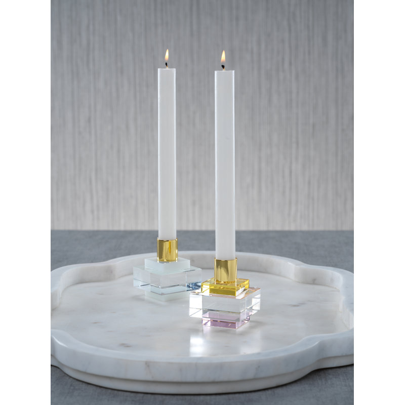 Chandelles de table en cristal 2,75" Vianna, Blanc