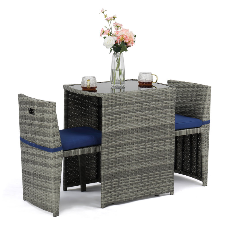 Space-Saving Wicker Patio Bistro Set