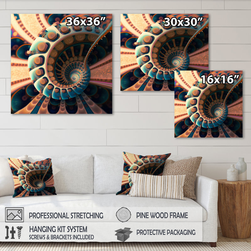Turquoise fractal Emanation IV - impression, H 36 po x l 36 po x P 1,5 po, Toile tendue