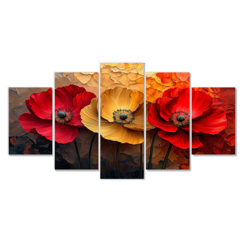 Crimson Serenity of Vibrant Red Poppies II - Art mural coquelicots - Tradi Wall Art Decor diamant