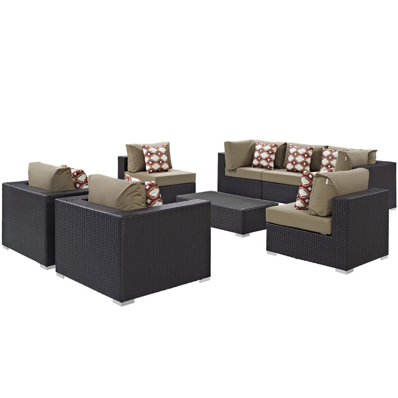 Convene 8 Piece Outdoor Patio Sectional Set, Mocha