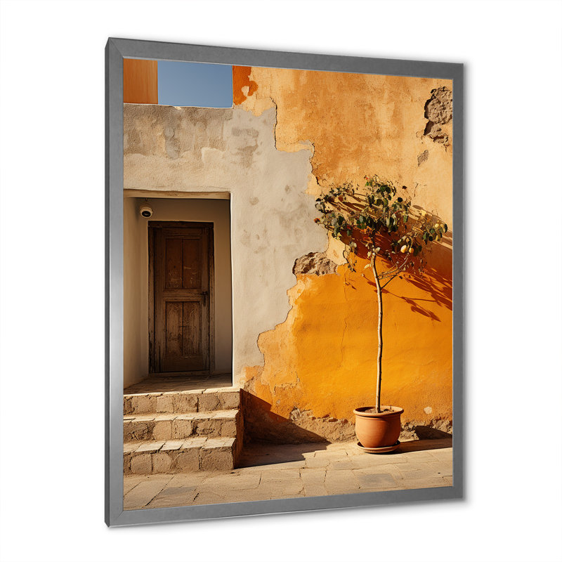 Italie, paysage d'imitation I sur toile, Cadre simple argenté, H 40 po x l 30 po x P 1,5 po