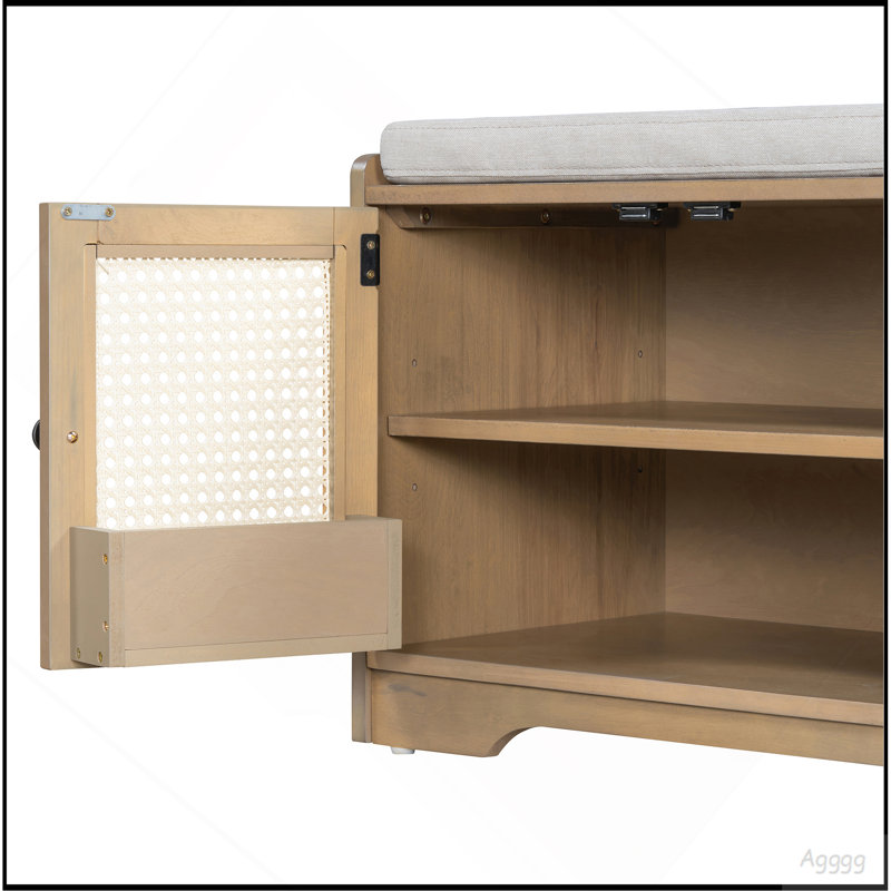 Banc de rangement Rustic, Beige, brun