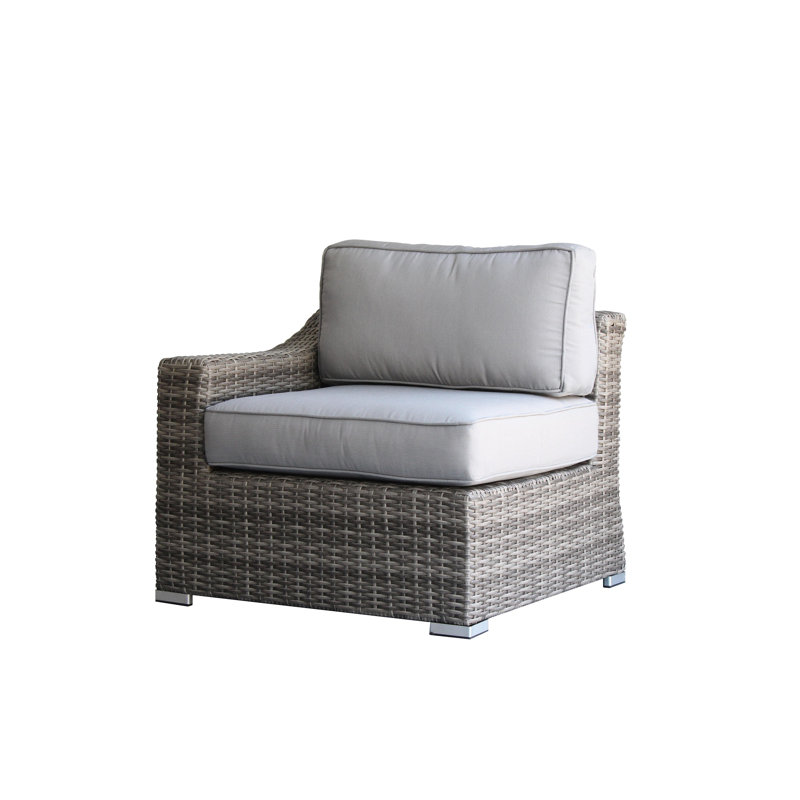 Fauteuil modulaire en osier gris avec coussins Oléfine Miami