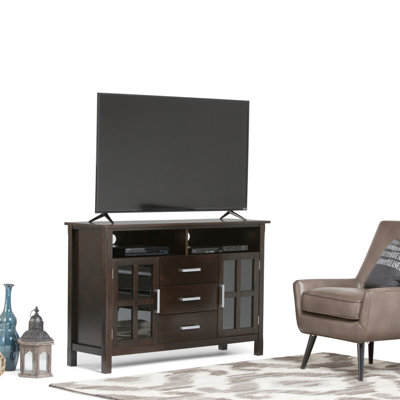 Kitchener 53"W Solid Wood Contemporary Tall TV Stand for TVs up to 60" with Storage