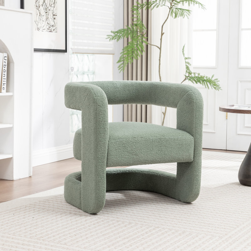 Divaraj Upholstered Barrel Chair, Green Teddy