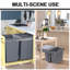 40 Liter Pull Out Soft Close Kitchen Recycling Waste Bin with Three Compartments for Under Cabinet Installation, Grey