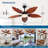 52" Tropical Palm Leaf Ceiling Fan With Light, Indoor Outdoor Reversible, Black Bronze Finish