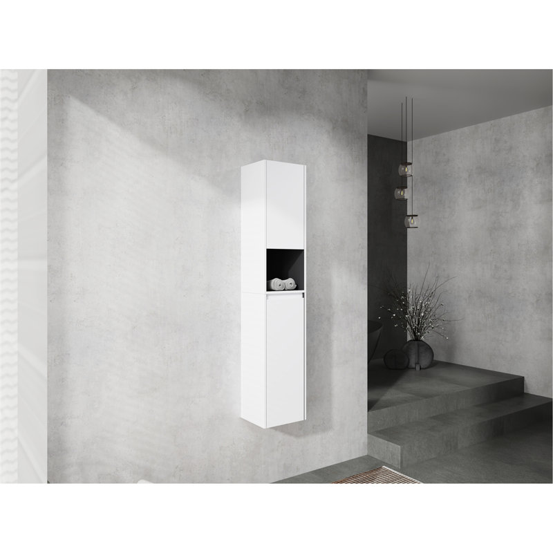 Armoire latérale de salle de bain 12 po, portes à fermeture douce, conception à fixation flottante