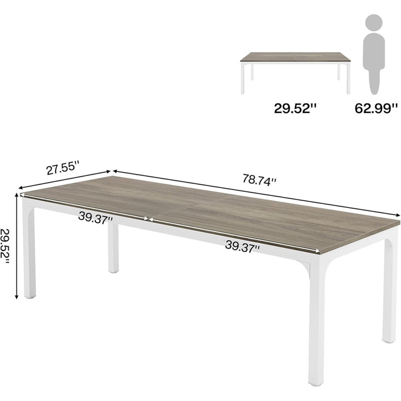Grande table de salle à manger rectangulaire 78 po pour salle à manger de 6 à 8 personnes avec mobilier de salle à manger moderne (table seulement)
