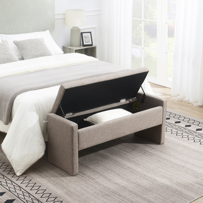 Modern Bed End Bench with Storage,Upholstered Large Foot Rest Stool, Comfy Window Vanity Bench for Living Room,Bedroom,Dorm,Coffee Table,Linen