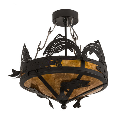 Rustic Lodge Glass Semi Flush Mount