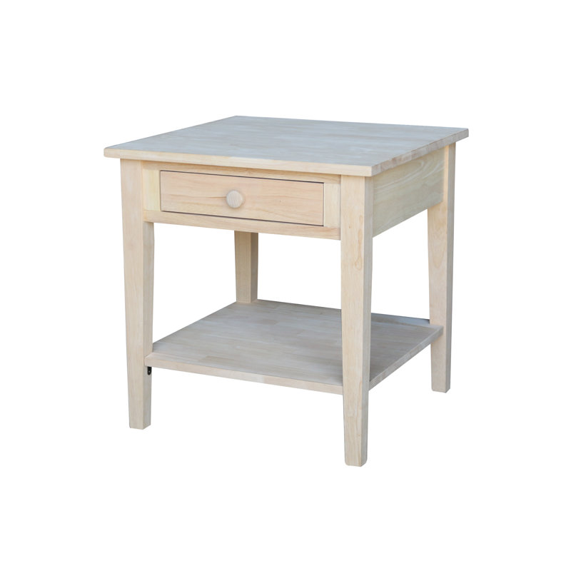 Table de bout en bois massif avec rangement Tiller, Brut / prêt à finir