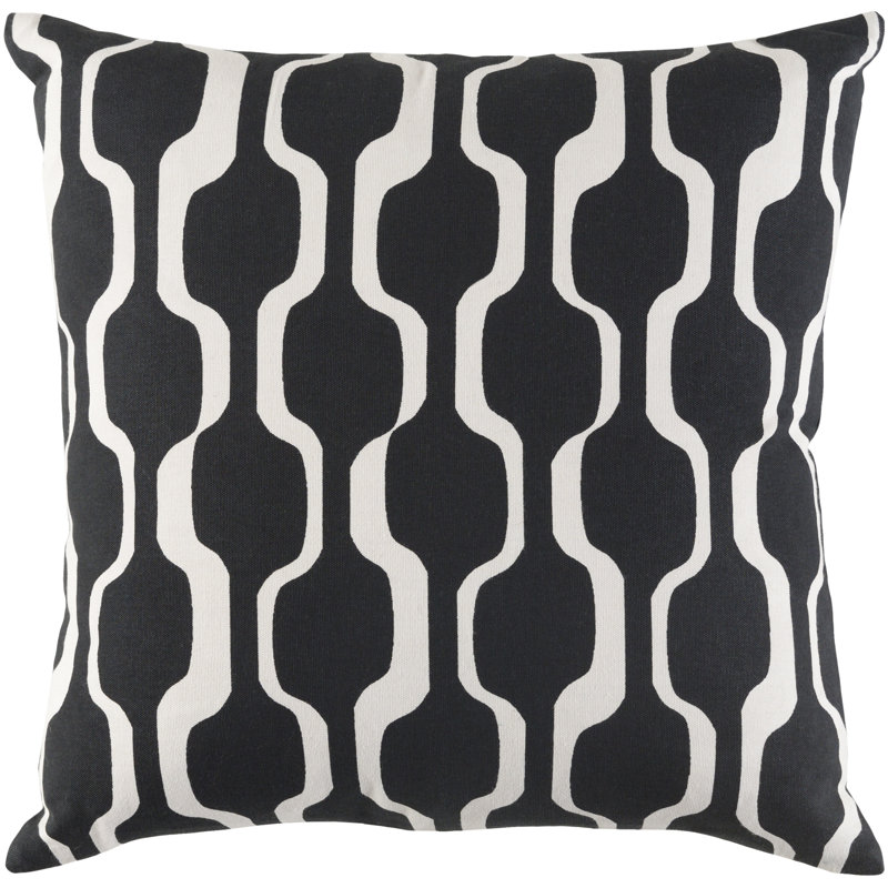 Umaiza 100% Cotton Pillow Cover, Black/White, Polyester/Polyfill