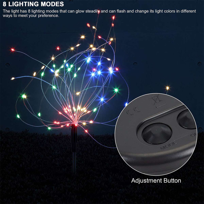 Colorful Solar Powered 120 LED Firework Garden Lights