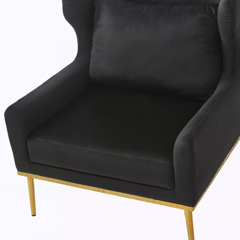 Chaise avec accoudoirs en velours Modern, Black