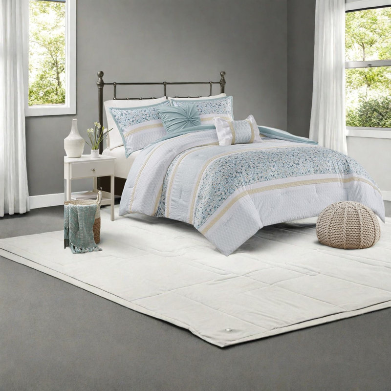 Ensembles de literie d'une seule pièce, style grand lit double en seersucker pour la maison