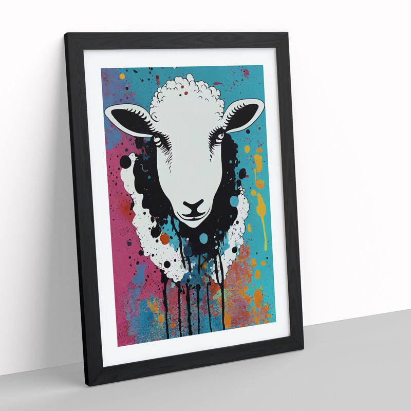 Splashed Sheep No.2 - Framed Print, Black Framed, 64cm H x 46cm W x 2cm D
