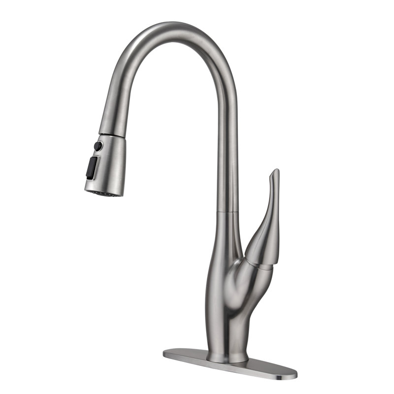Robinet de cuisine à poignée simple rétractable, Argent