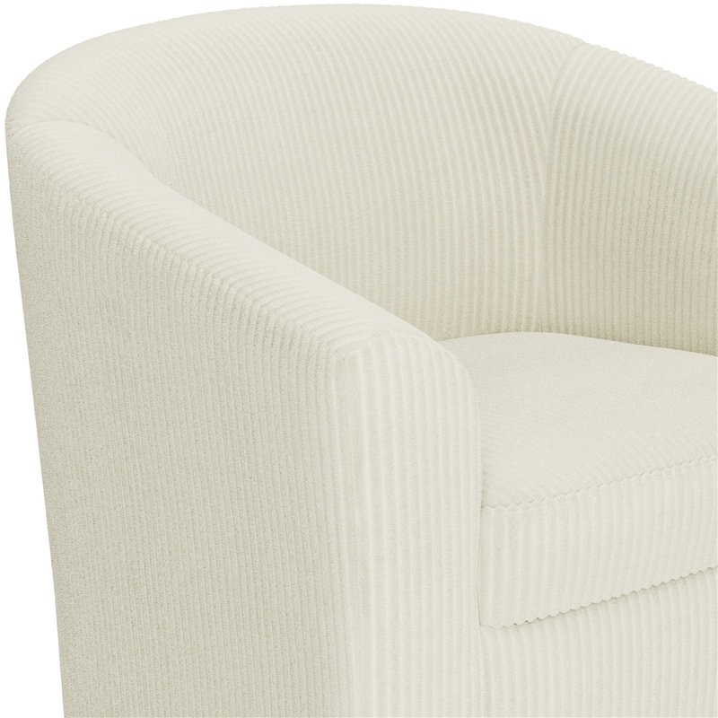 Fauteuil tonneau en velours côtelé, fauteuil d'appoint, Beige